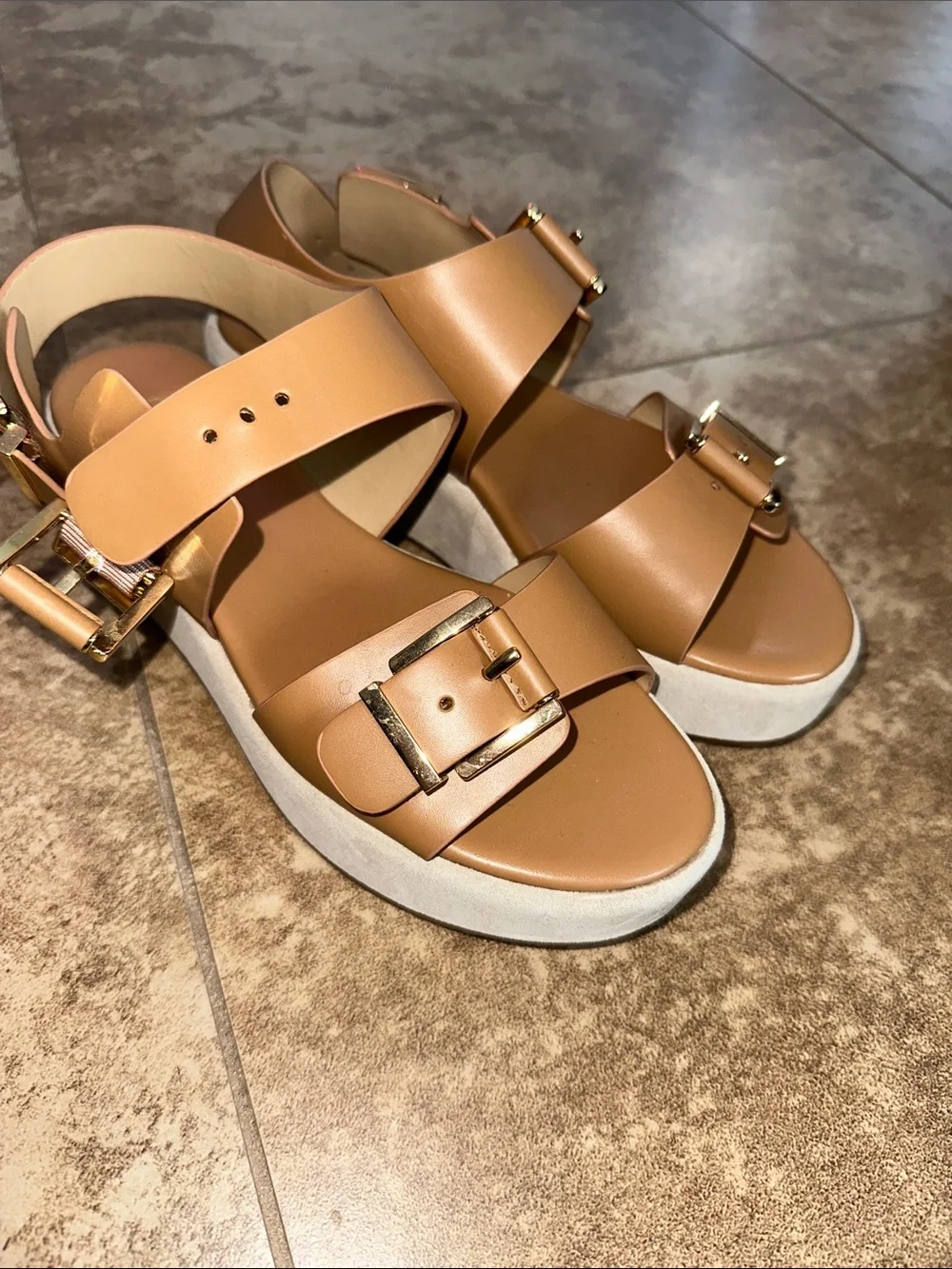Michael Kors Women's Tan Buckle Strap Platform Sandals